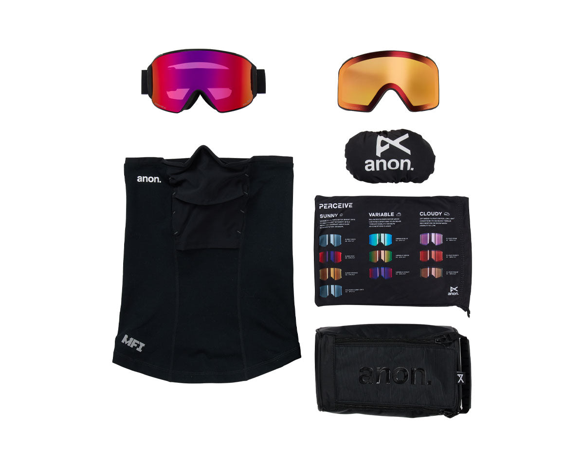 Anon M4 Goggle Black/Perceive Sunny Red + Bonus Lens + MFI Face Mask 2026