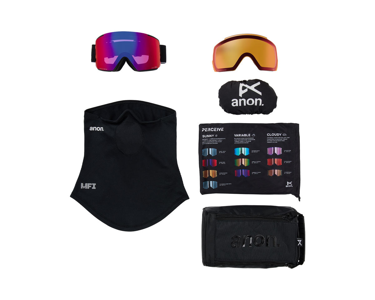 Anon M5 Goggle Black/Perceive Sunny Red + Bonus Lens + MFI Face Mask 2026