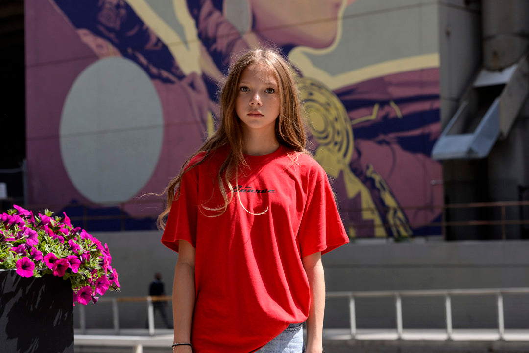 The Source Kids' Midway Script T-Shirt Red