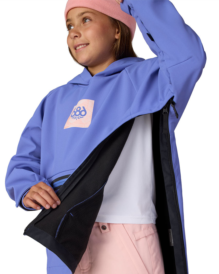 686 Kids' Waterproof Hoodie Alpenglow Blue 2027