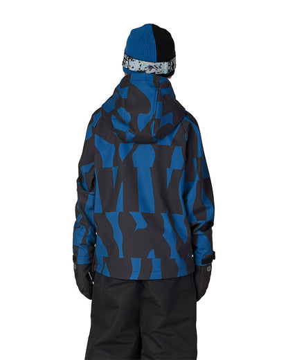 686 Kids' Waterproof Hoodie Blue Ash Shapes 2027