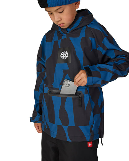 686 Kids' Waterproof Hoodie Blue Ash Shapes 2027