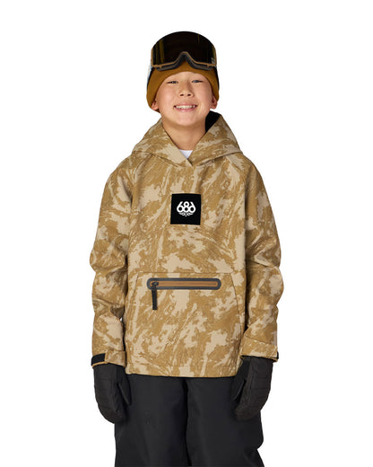 686 Kids' Waterproof Hoodie Bronze Scratch Camo 2027