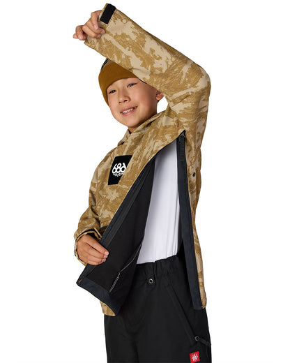 686 Kids' Waterproof Hoodie Bronze Scratch Camo 2027