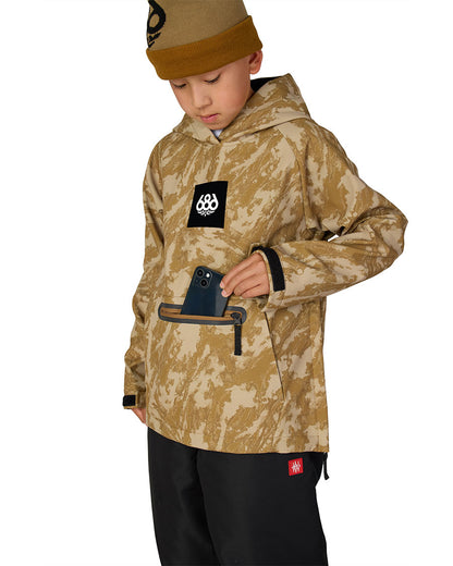 686 Kids' Waterproof Hoodie Bronze Scratch Camo 2027
