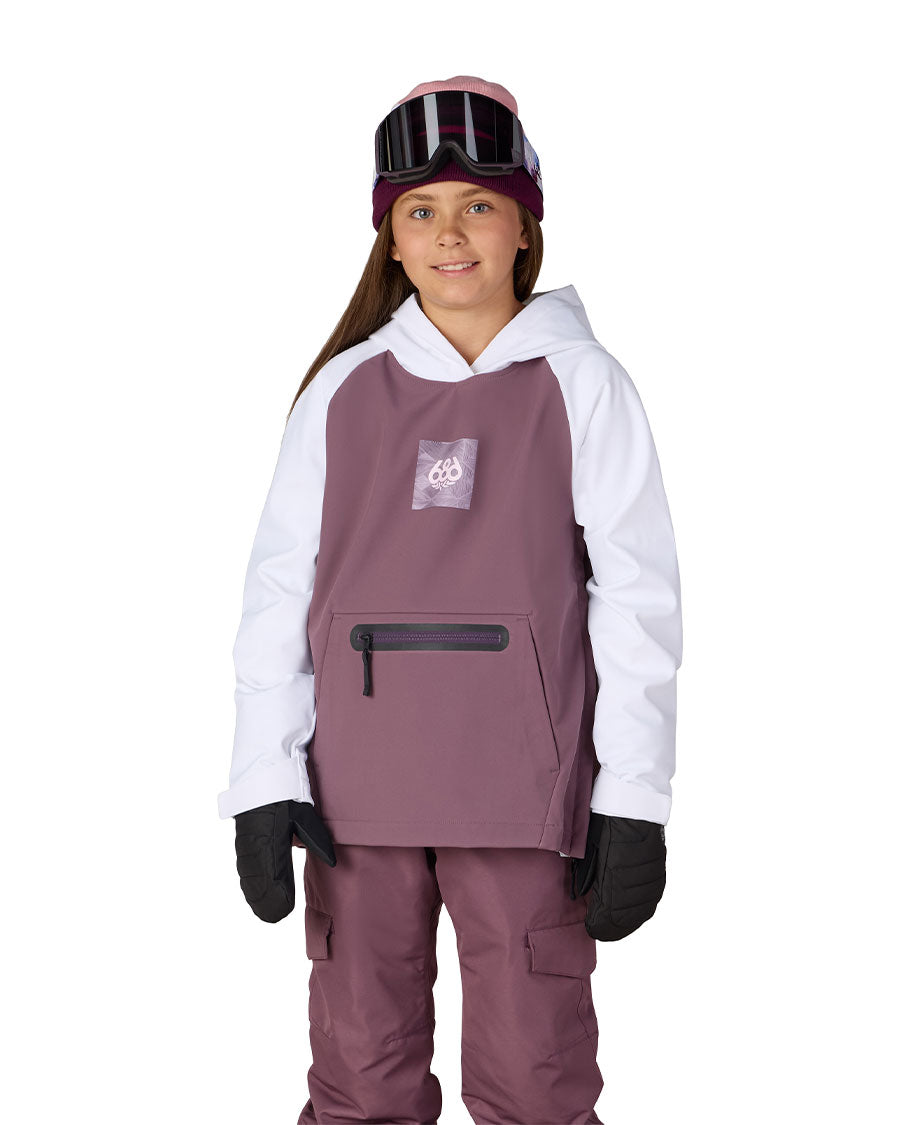 686 Kids' Waterproof Hoodie White Colorblock 2027
