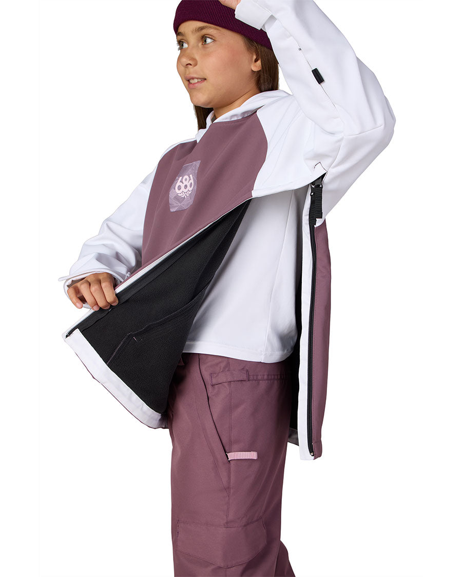 686 Kids' Waterproof Hoodie White Colorblock 2027