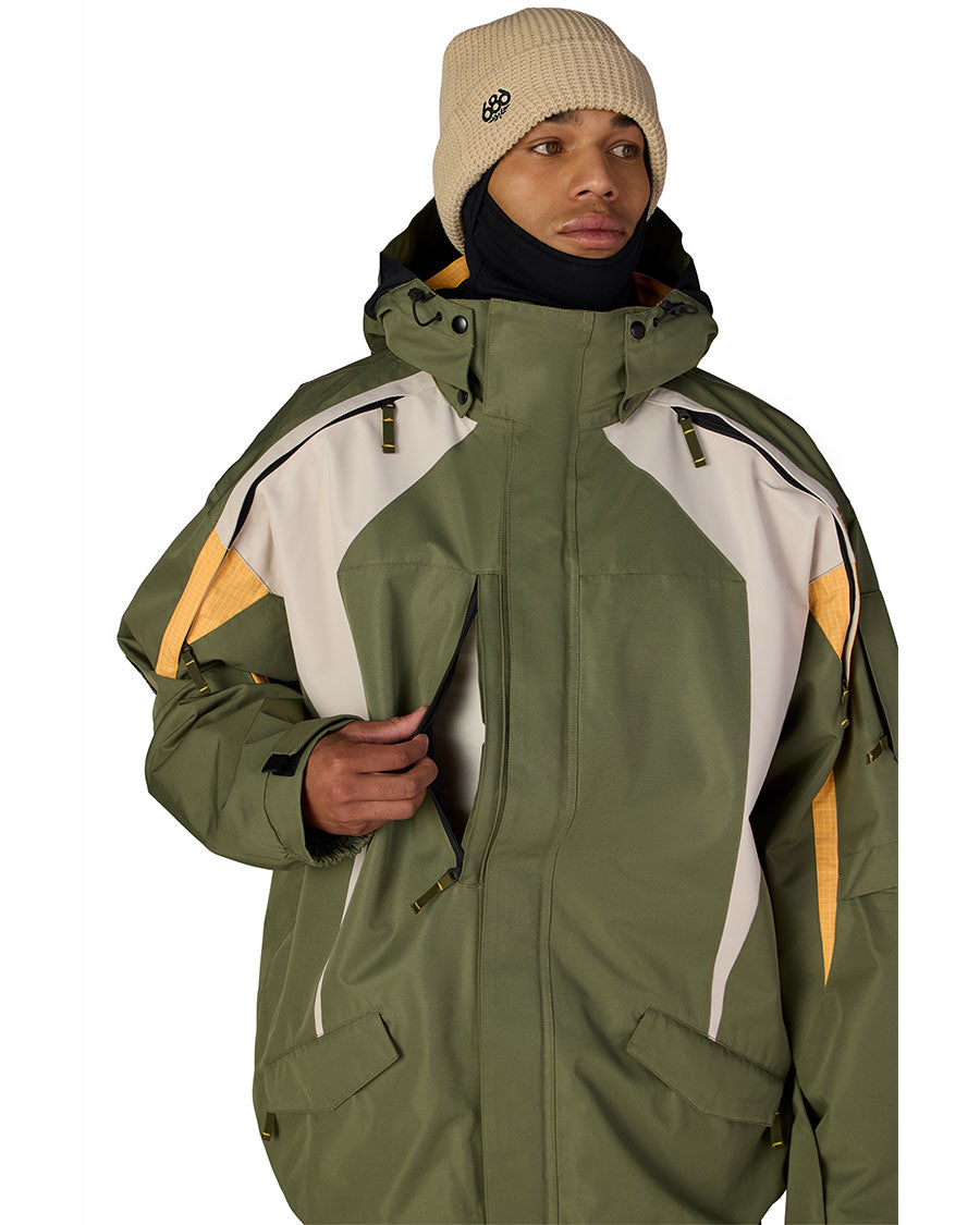 686 Men's 2003 Atom Jacket Fatigue Green Colorblock 2027