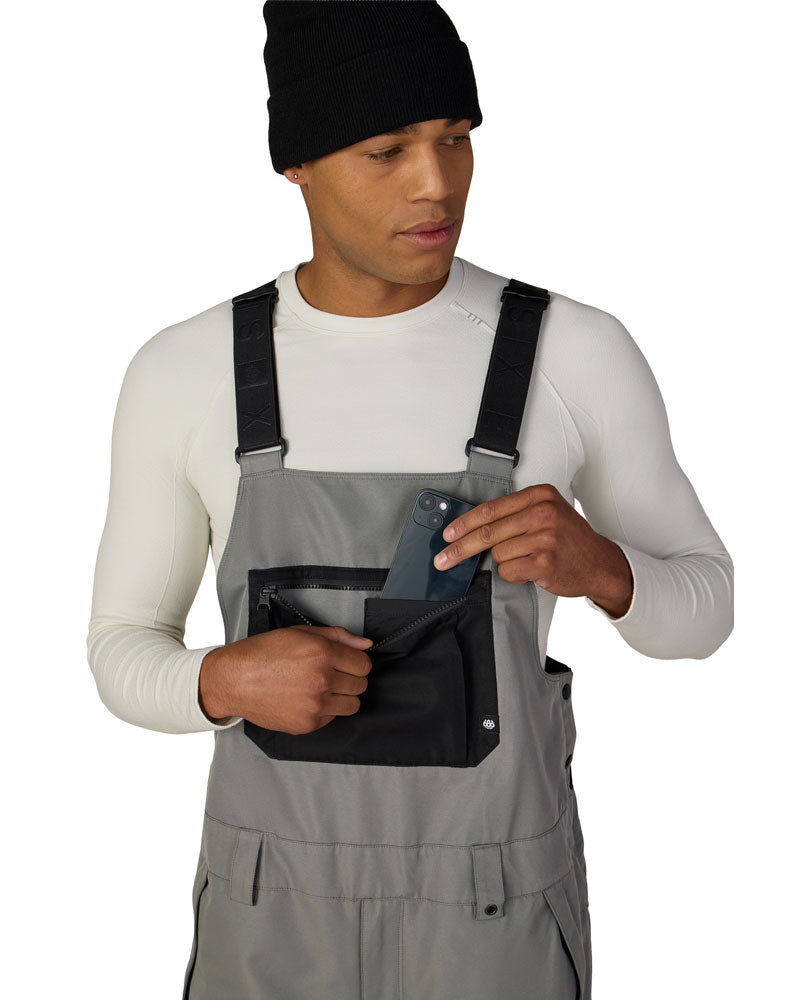 686 Men's Hot Lap Insulated Bib Pant Rhino Grey Colorblock 2027