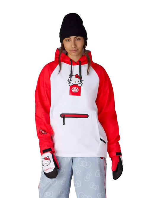 686 Women's Hello Kitty Waterproof Hoodie Hello Kitty White Red 2027