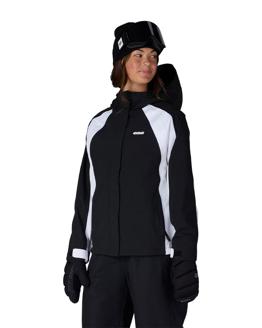 686 Women's Hologram Shell Jacket Black White Colorblock 2027