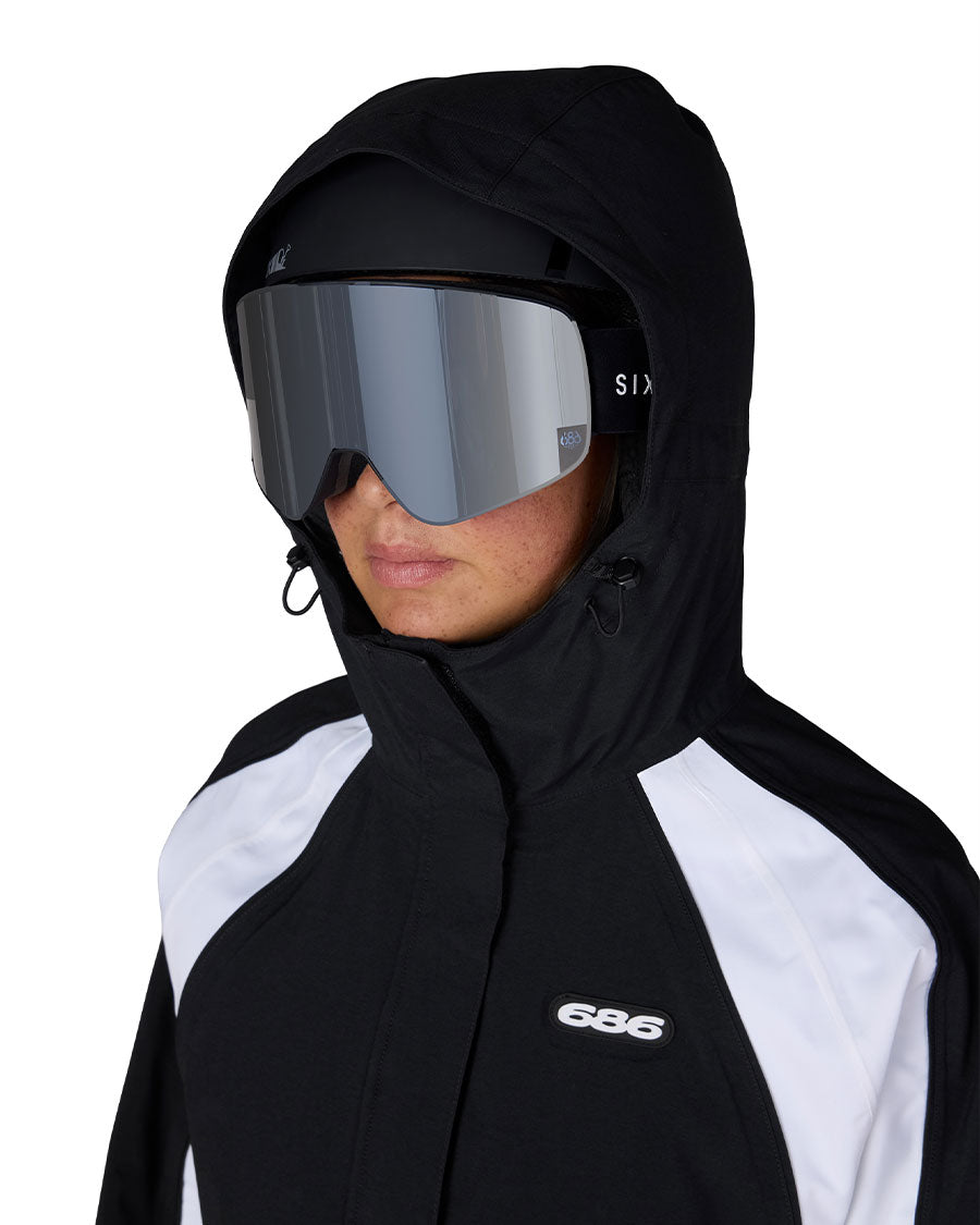 686 Women's Hologram Shell Jacket Black White Colorblock 2027