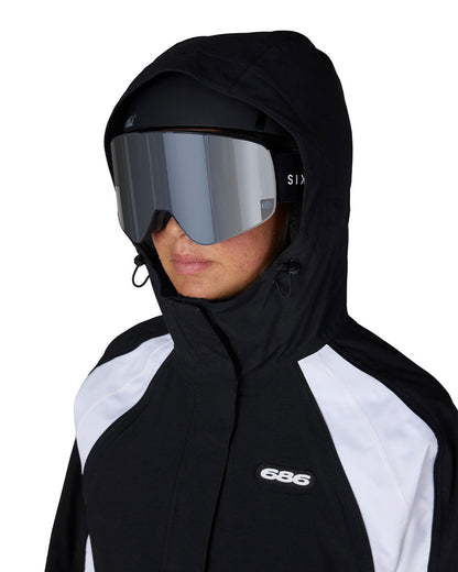 686 Women's Hologram Shell Jacket Black White Colorblock 2027