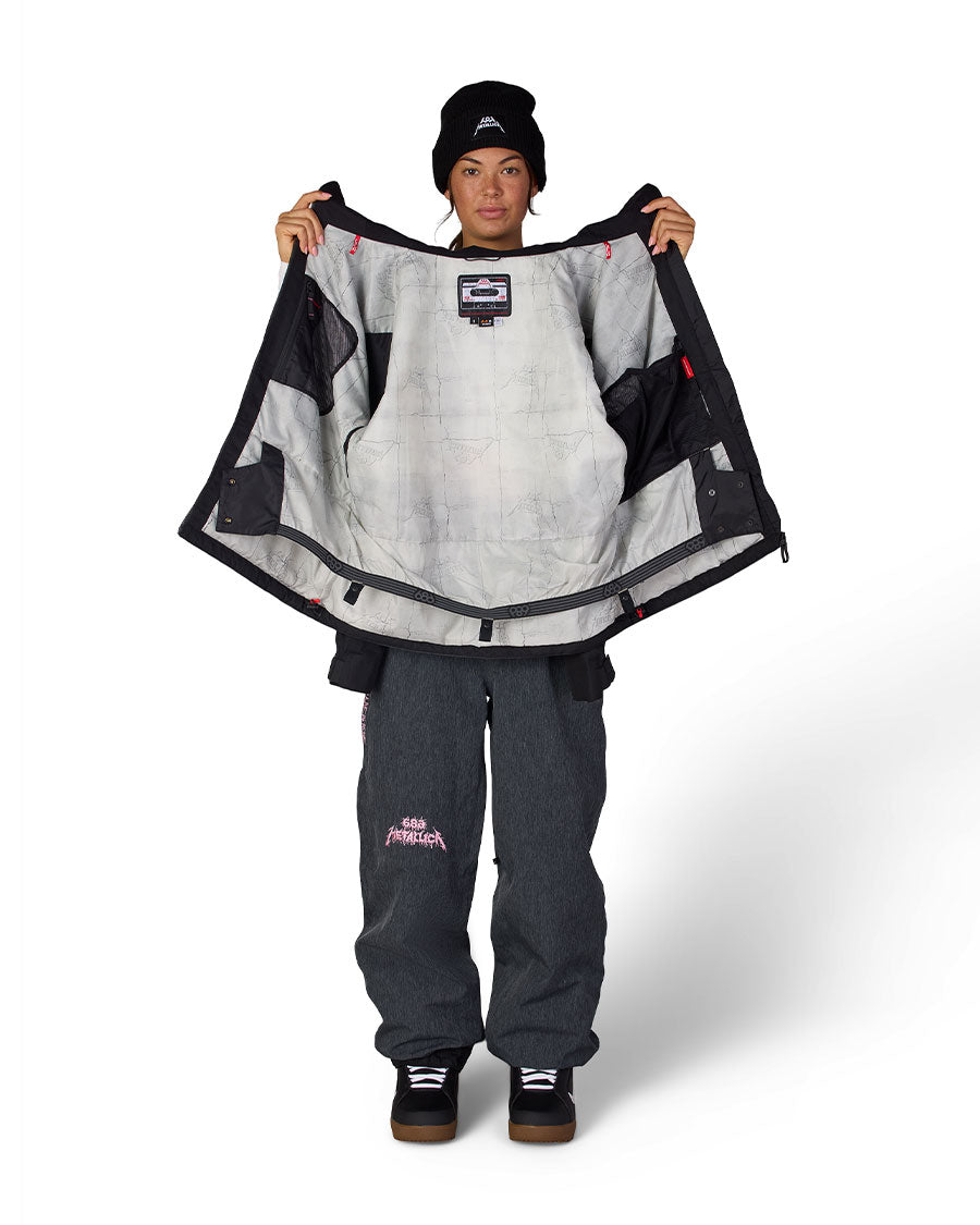 686 Women's Metallica Burning Skull Jacket Metallica Black Colorblock 2027