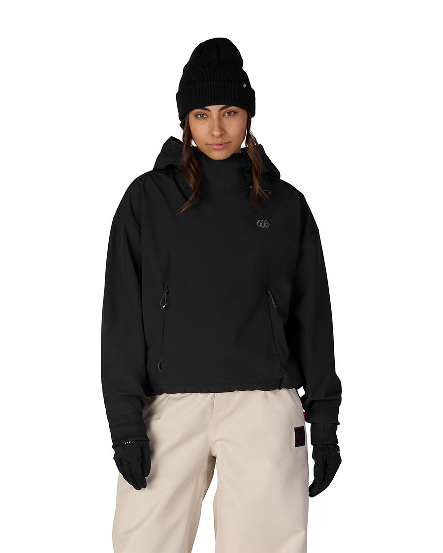 686 Women's Waterproof Team Crop Hoodie Black 2027