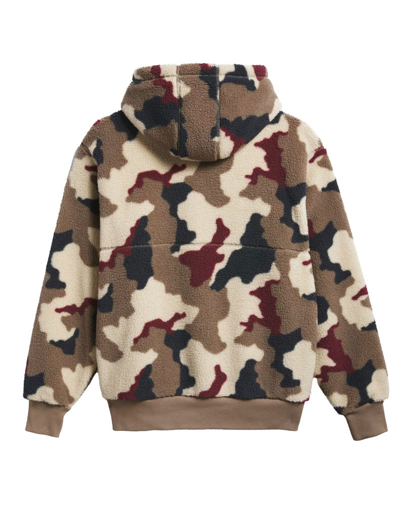 Adidas FS+ High Pile Fleece Hoodie Khaki Three/Khaki Six/Aurora Ink/Shadow Red