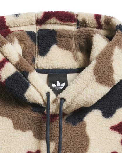 Adidas FS+ High Pile Fleece Hoodie Khaki Three/Khaki Six/Aurora Ink/Shadow Red