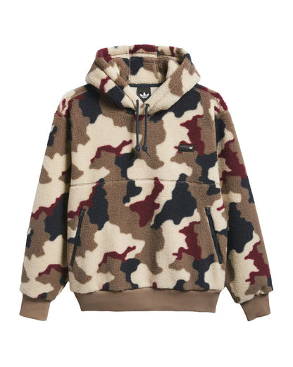 Adidas FS+ High Pile Fleece Hoodie Khaki Three/Khaki Six/Aurora Ink/Shadow Red