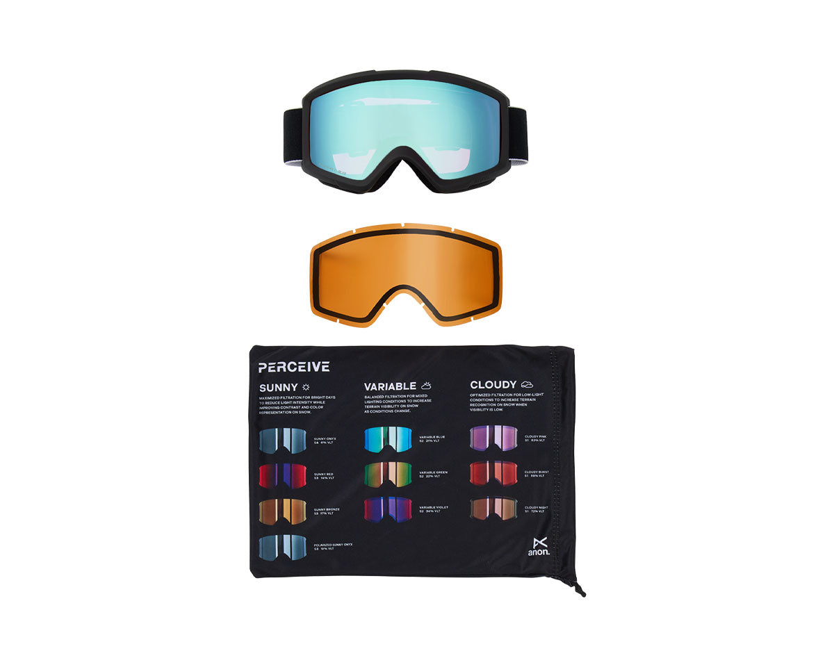 anon helix 2.0 goggles Anon Helix 2.0 Goggle Black/Perceive Variable Blue + Bonus Lens 2026 – The Source Snowboard & Skate