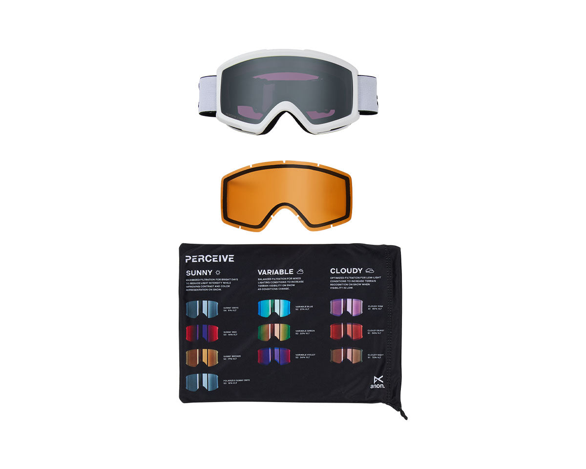Anon Helix 2.0 Goggle White/Perceive Sunny Onyx+ Bonus Lens 2026