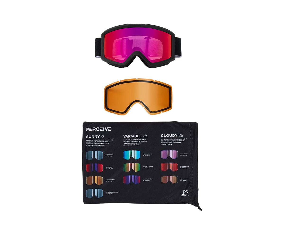 Anon Helix 2.0 Goggles Black/Perceive Sunny Red + Bonus Lens 2027