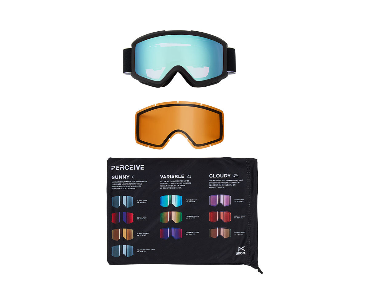Anon Helix 2.0 Goggles Black/Perceive Variable Blue + Bonus Lens 2027