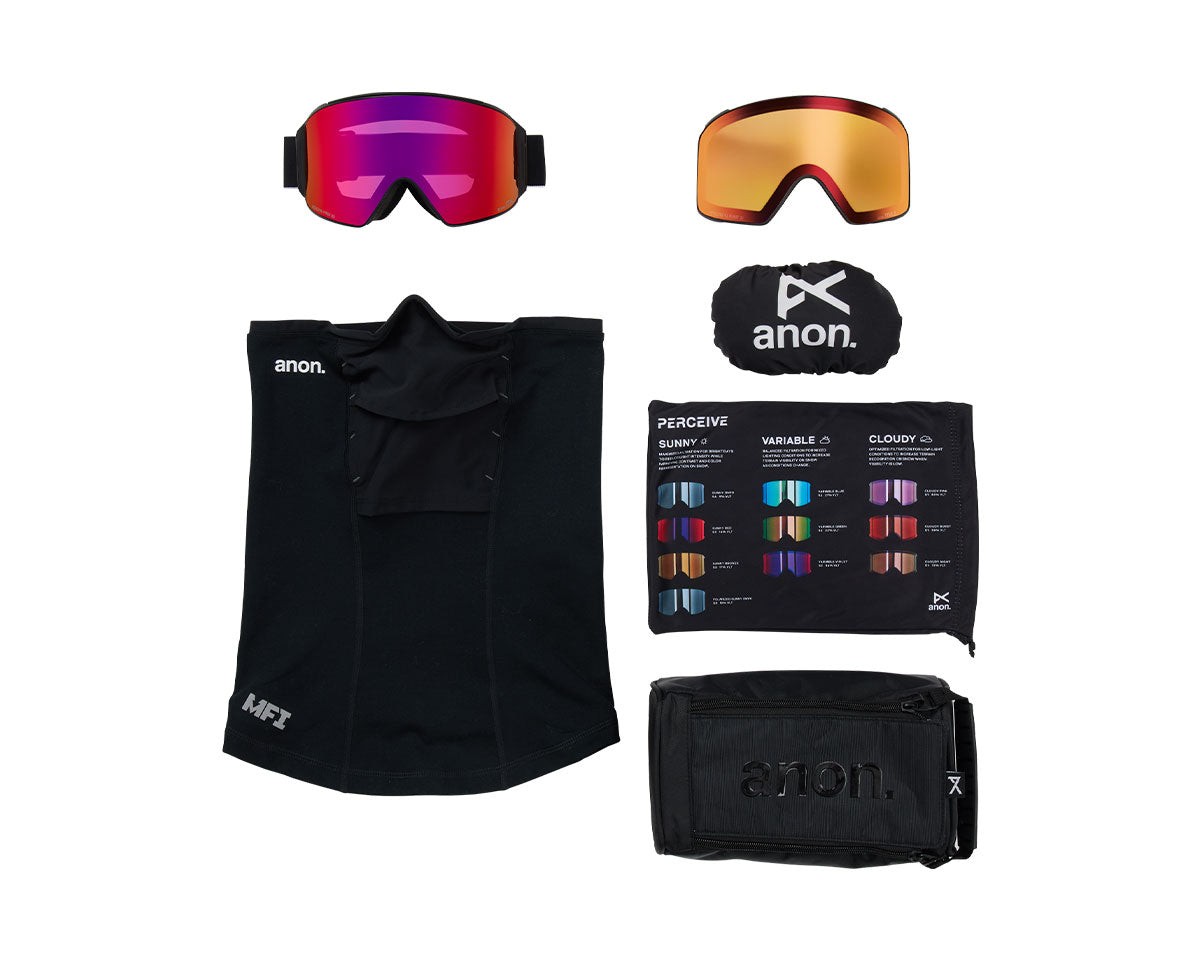 Anon M4 Goggle Black/Perceive Sunny Red + Bonus Lens + MFI Face Mask 2027