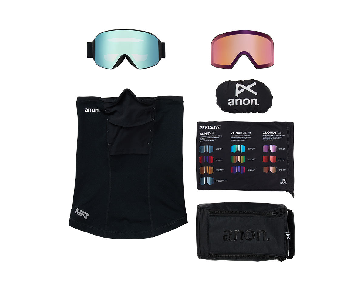 Anon M4 Goggle Black/Perceive Variable Blue + Bonus Lens + MFI Face Mask 2027