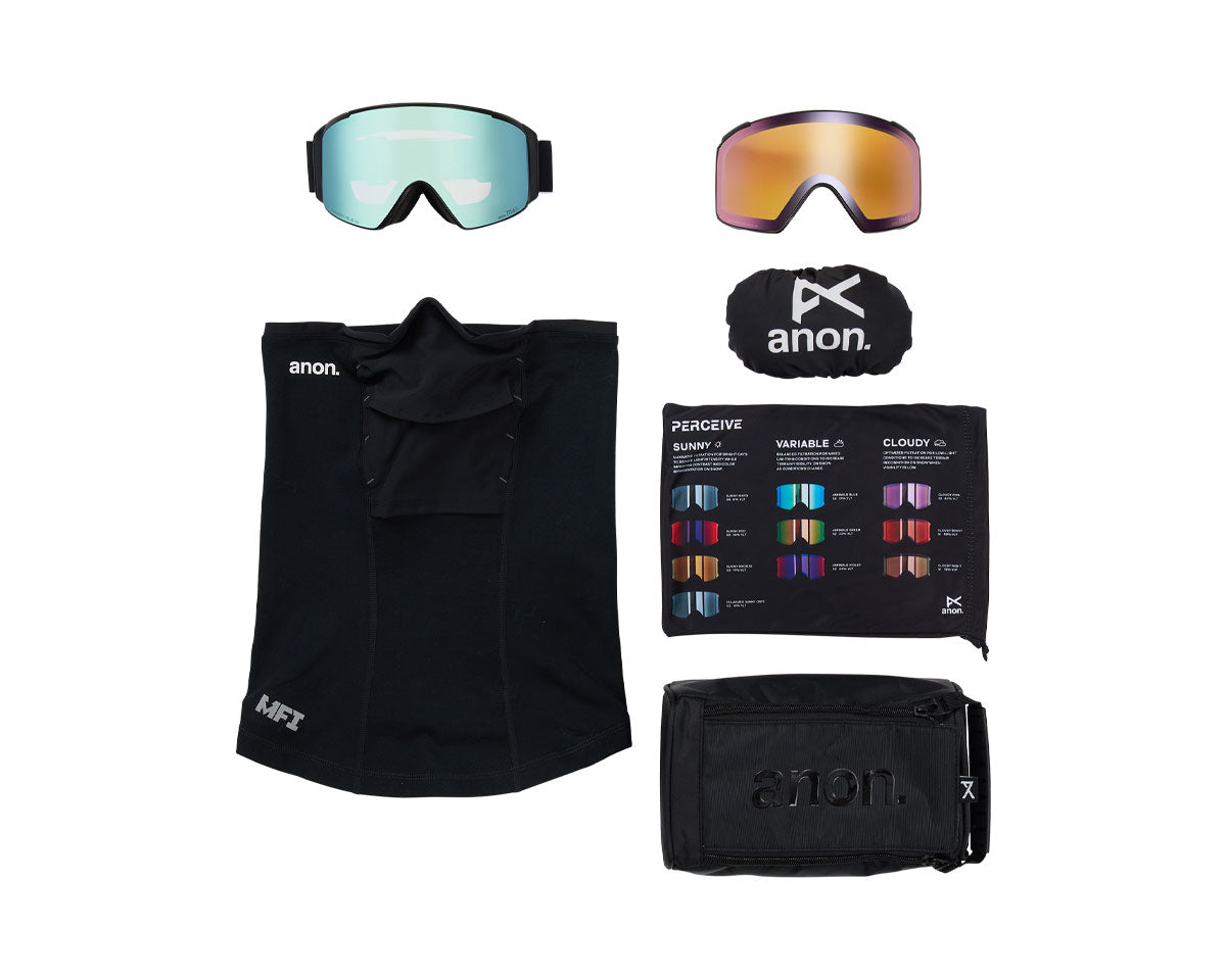 Anon M4S Low Bridge Goggle Black/Perceive Variable Blue + Bonus Lens + MFI Face Mask 2026