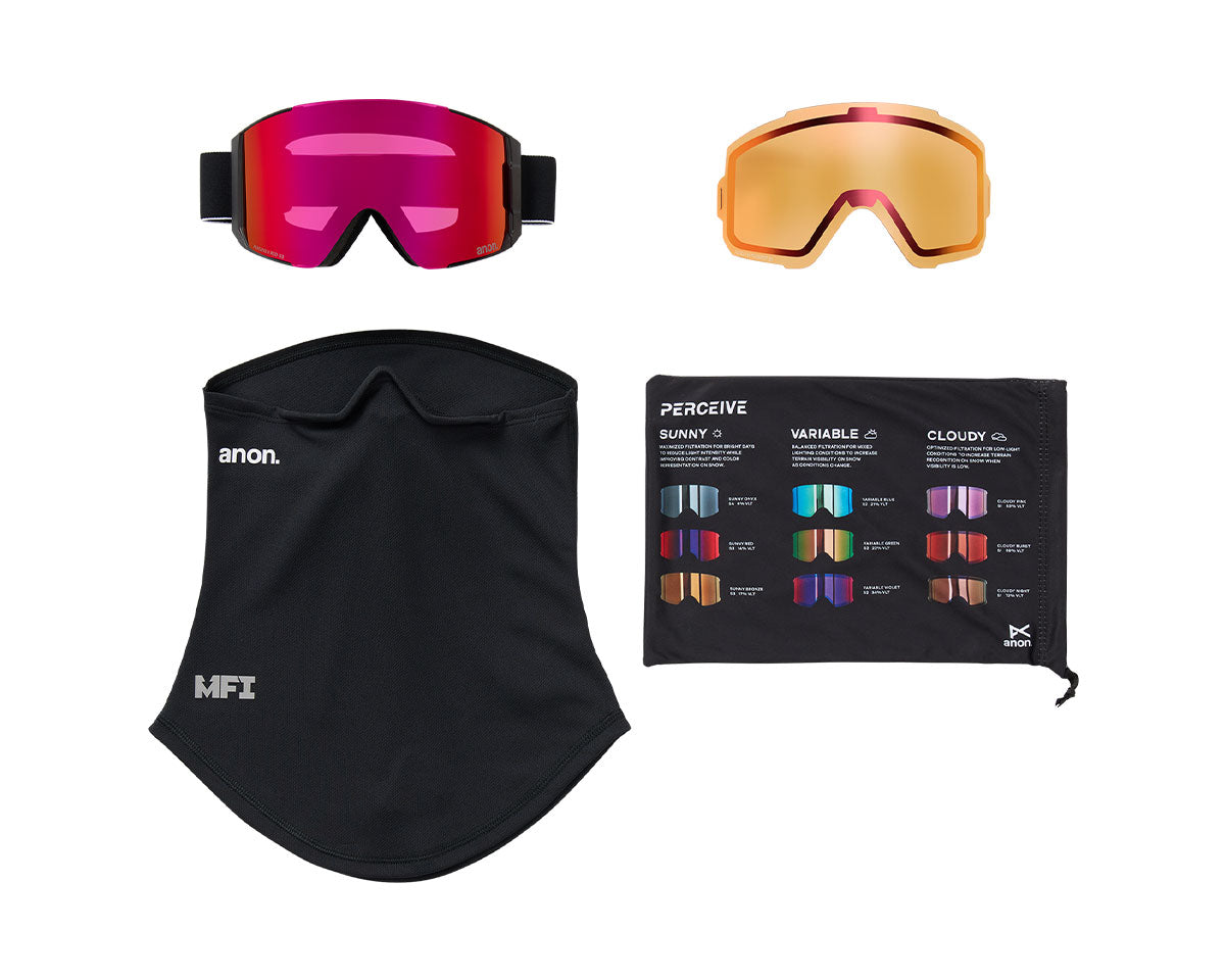Anon Sync Goggle Black/Perceive Sunny Red + Bonus Lens + MFI Face Mask 2027