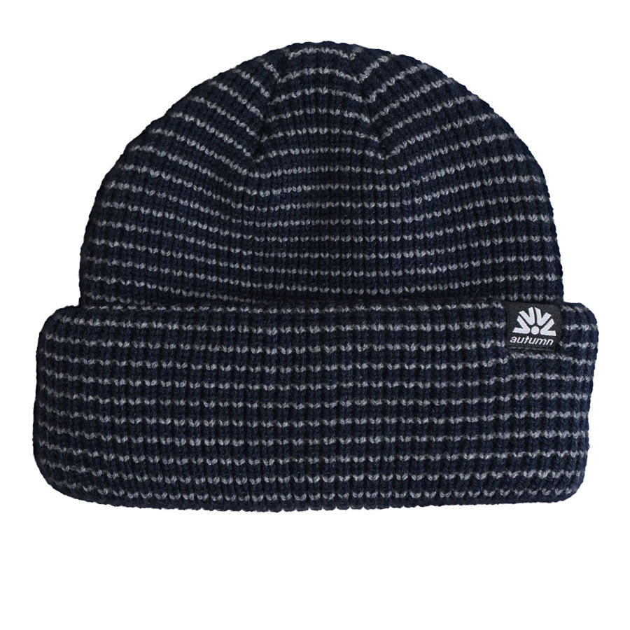 Autumn Stripe Double Roll Beanie Midnight 2027