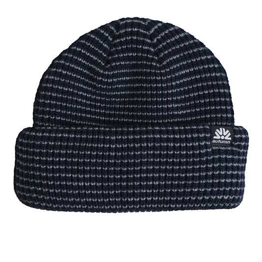 Autumn Stripe Double Roll Beanie Midnight 2027