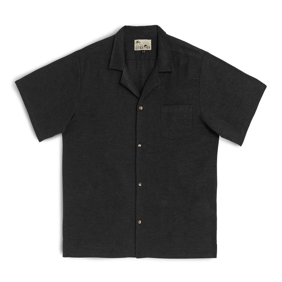Bather Linen Camp Shirt - Black