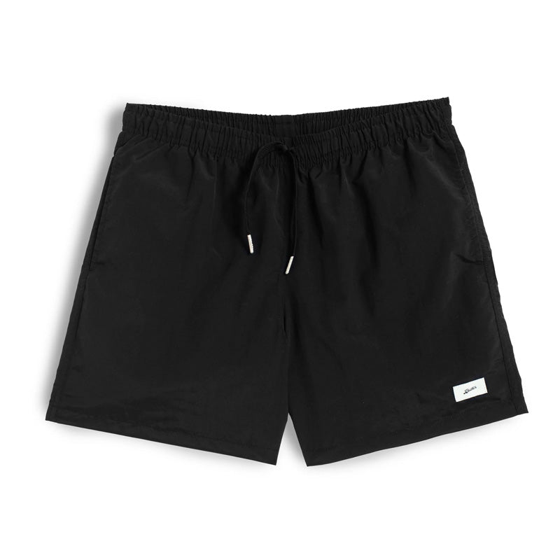 Bather Solid Black Swim Trunk - Black