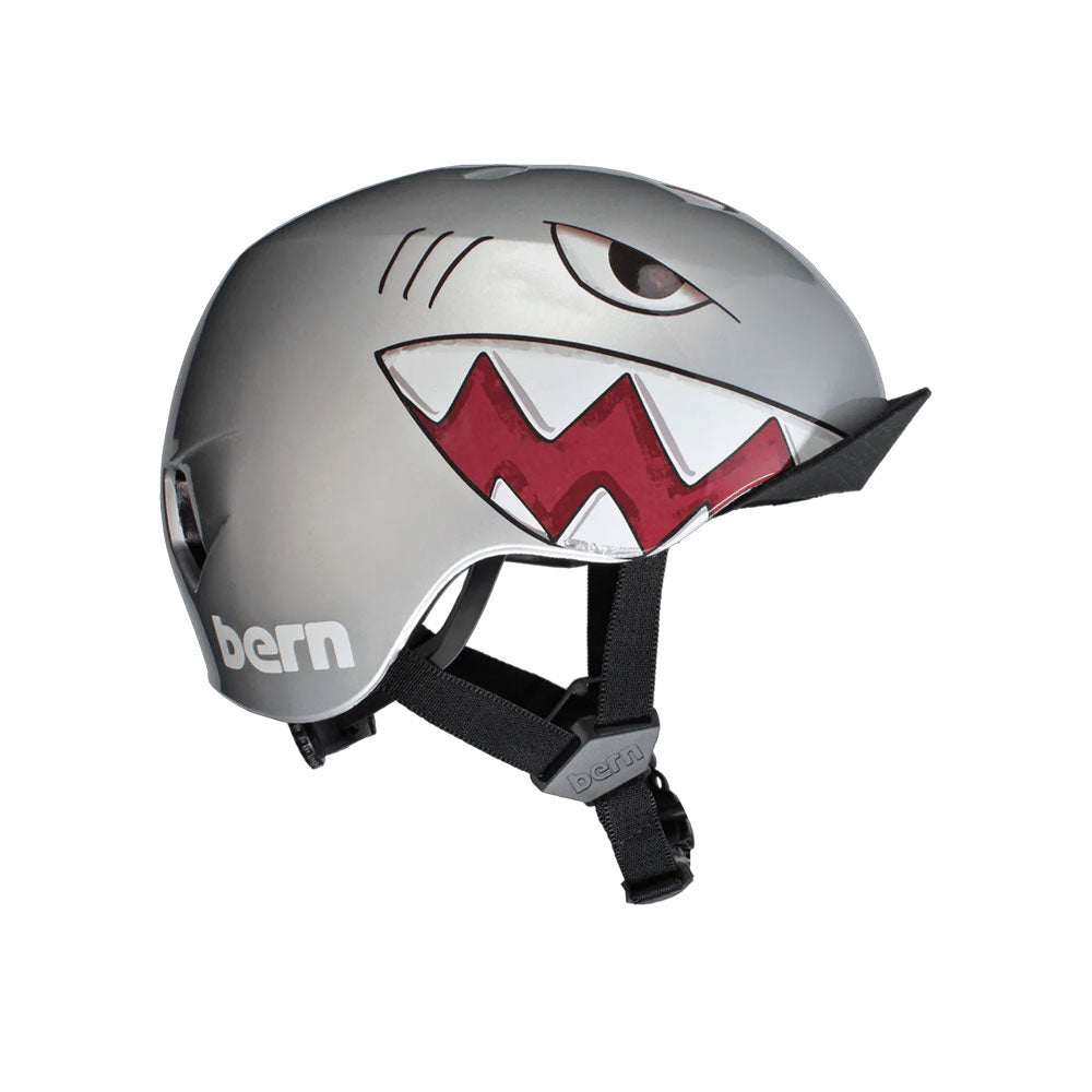 Bern Kids Nino DVRT Helmet Metallic Silver Shark Bite 2026