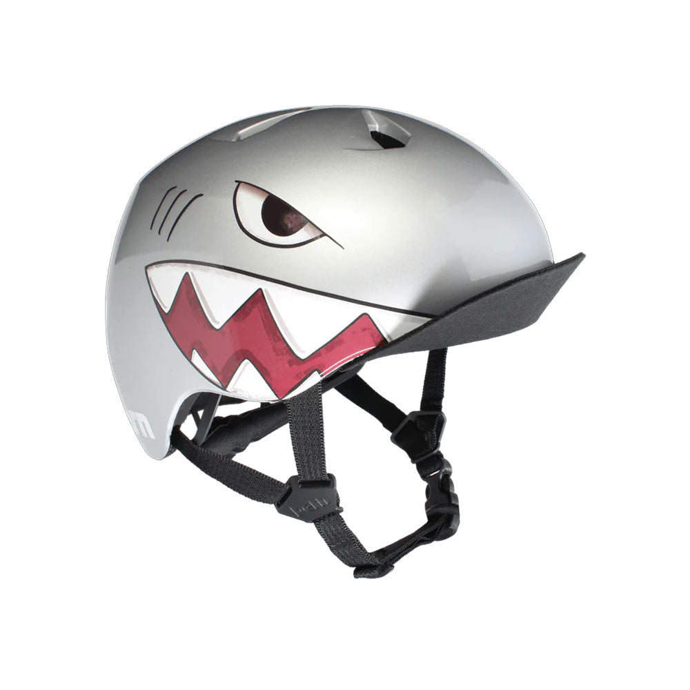 Bern Kids Nino DVRT Helmet Metallic Silver Shark Bite 2026