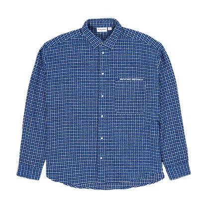 Beyond Medals Checkerd Button Shirt Blue
