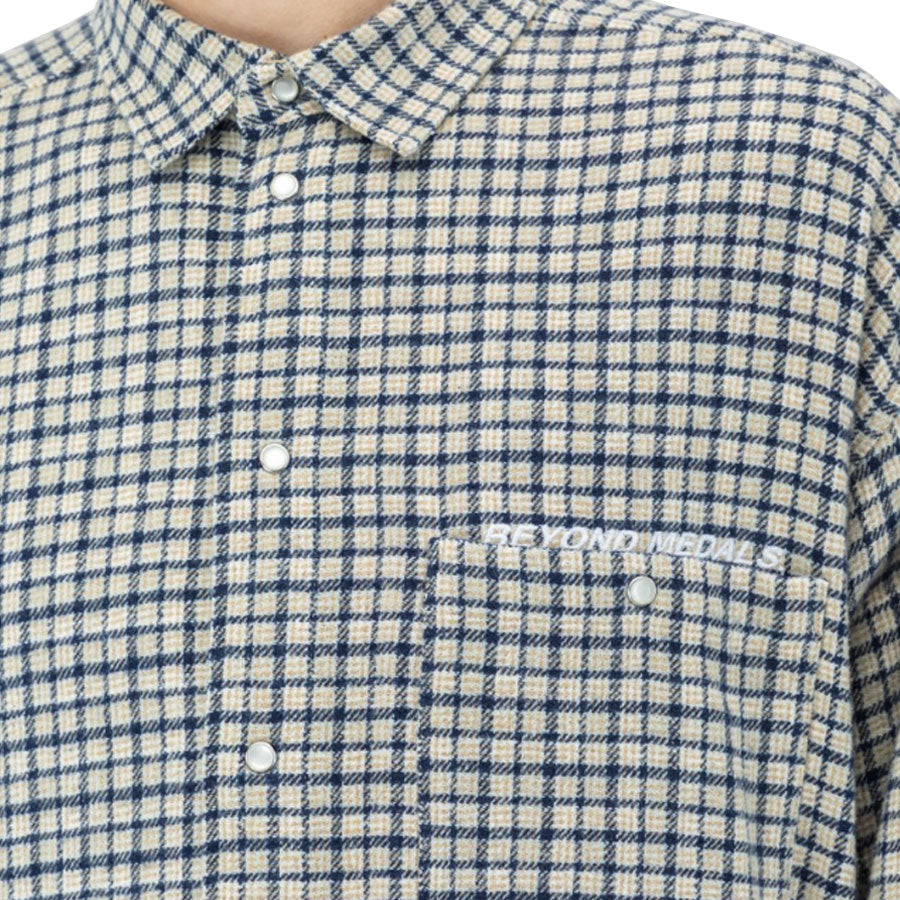 Beyond Medals Checkered Shirt Beige
