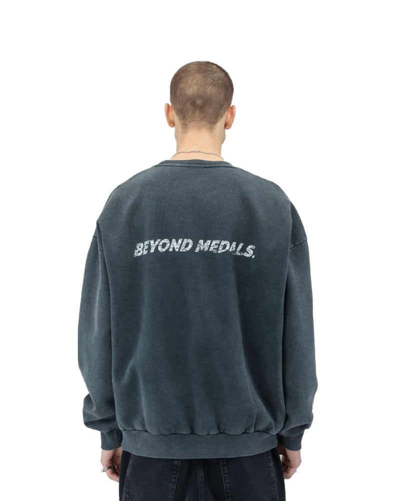 Beyond Medals Distressed Logo Crewneck Black