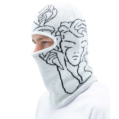 Beyond Medals Jacquard Knit Balaclava Angel White 2027
