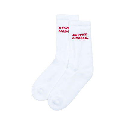 Beyond Medals Logo Socks 2P White 2027