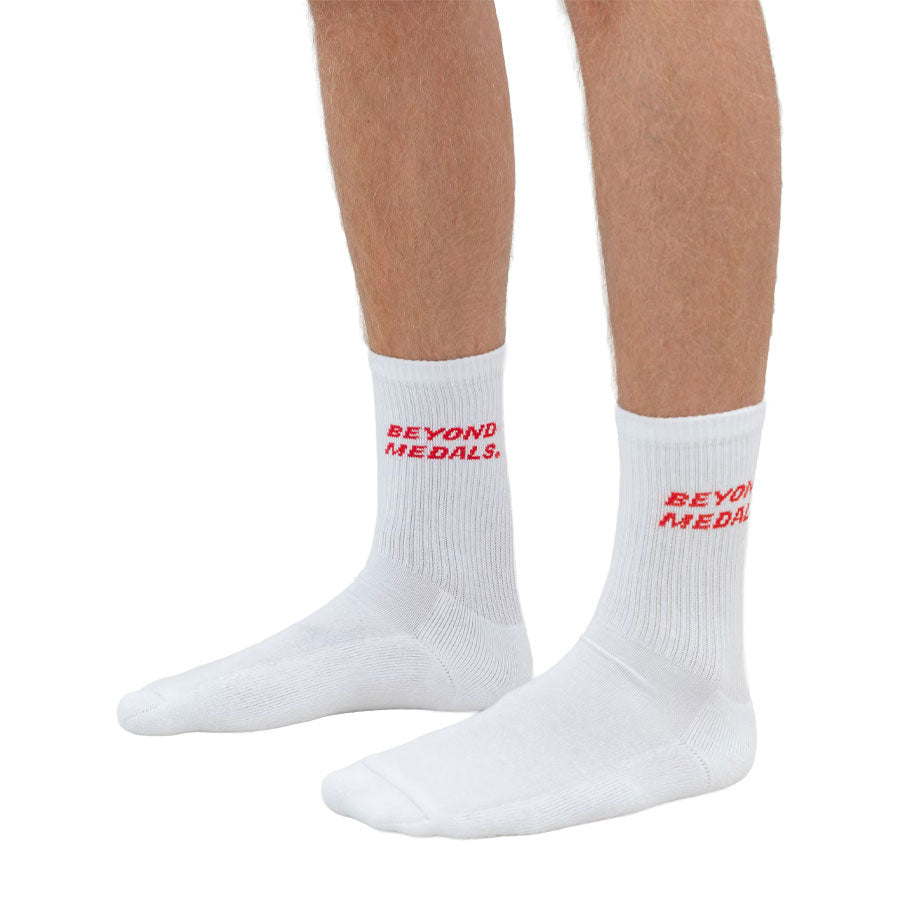 Beyond Medals Logo Socks 2P White 2027