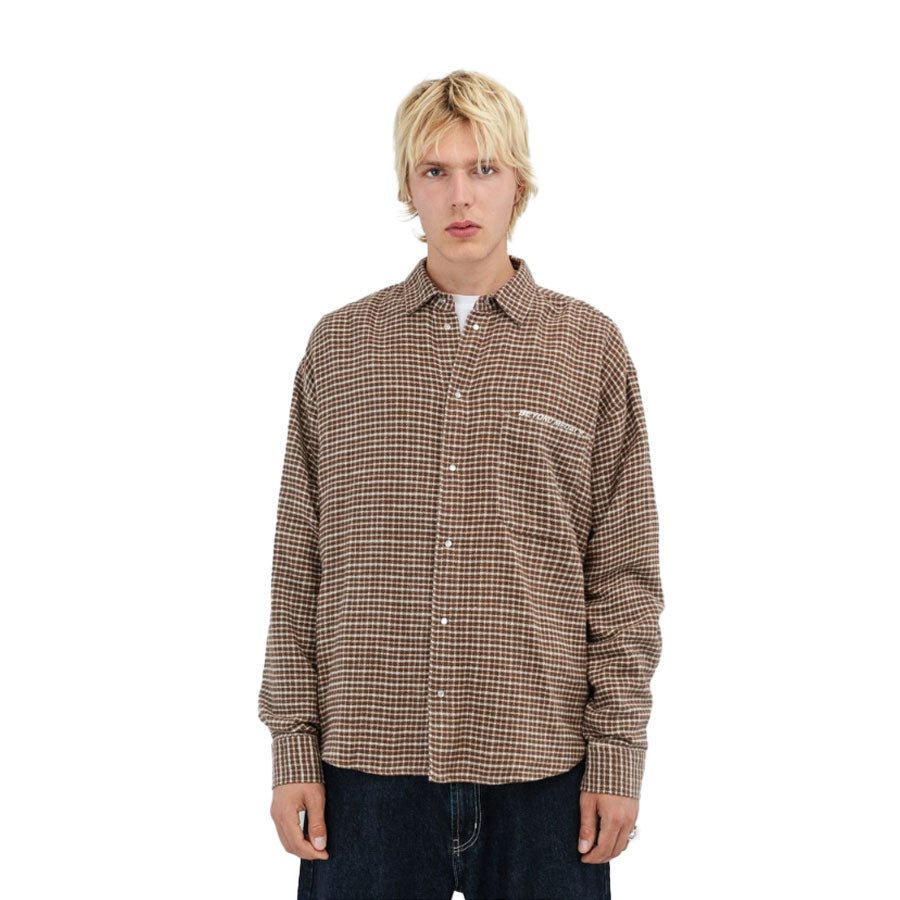 Beyond Medals Men's Checkerd Shirt Brown 2026