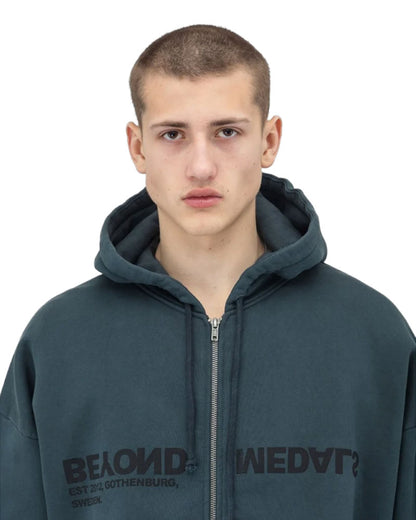 Beyond Medals Reverse Logo Zip Hoodie Dark Blue