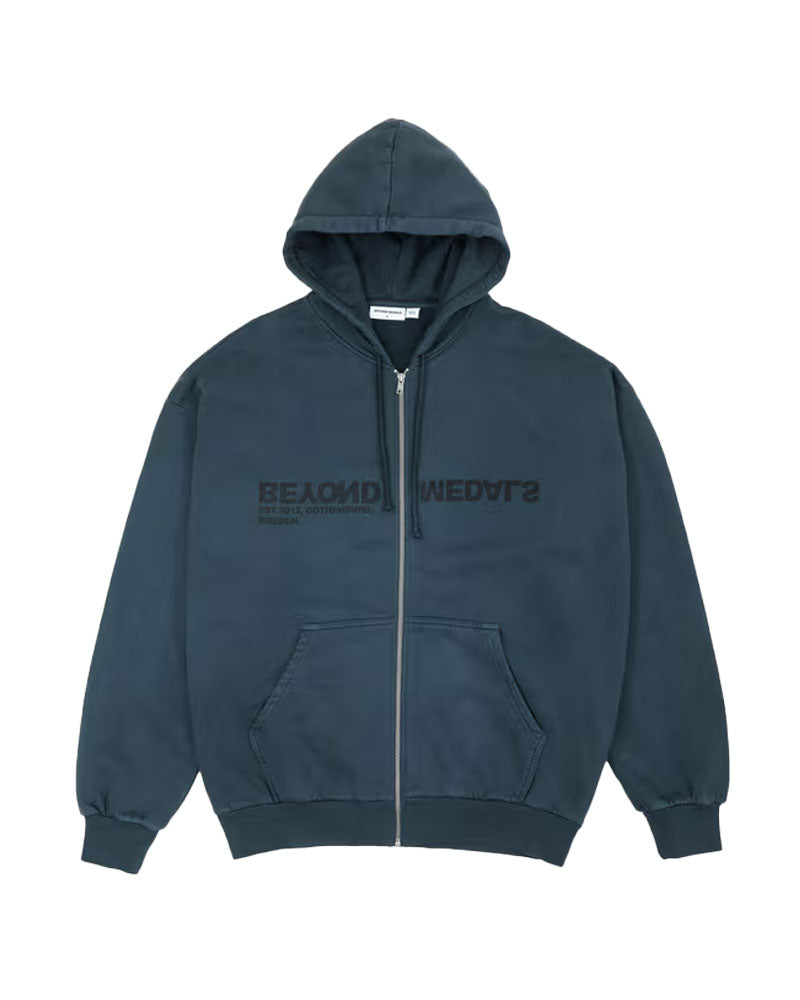 Beyond Medals Reverse Logo Zip Hoodie Dark Blue