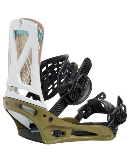 Burton Men's Genesis Re:Flex Snowboard Bindings White/Dried Moss 2027