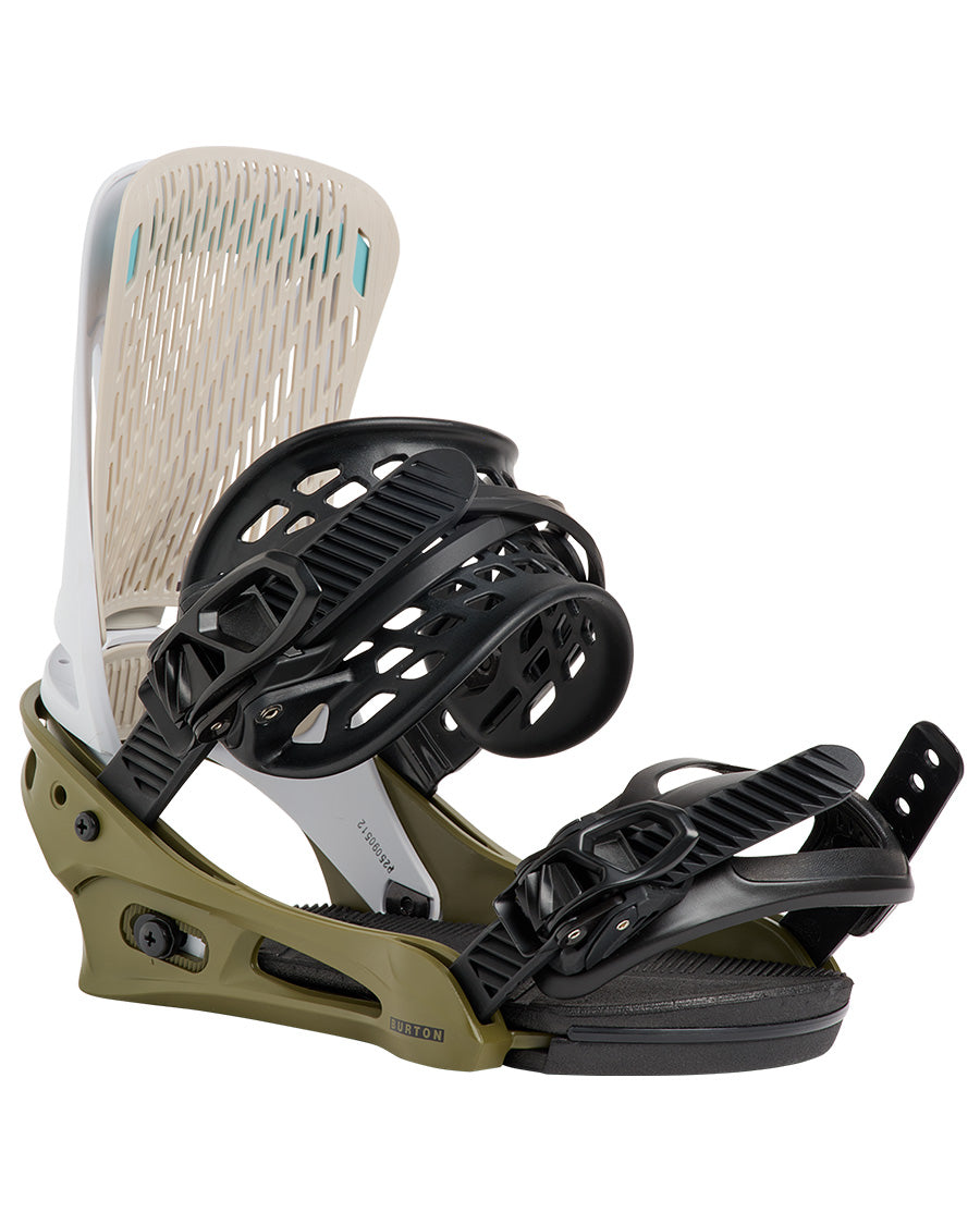 Burton Men's Genesis Re:Flex Snowboard Bindings White/Dried Moss 2027