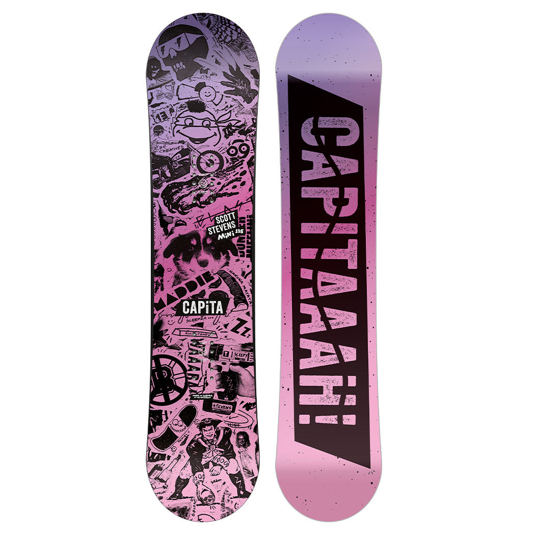 Crafted with sustainable wood cores and powered by clean energy at The Mothership, these boards are a perfect mix of innovation and affordability for parents. Not to mention, with Scott Steven's iconic designs and inspiration, this youth board is sure to fuel the progression of young shredders. Its lightweight yet durable construction makes it perfect for playing around on park features like jumps, bumps, boxes, and freestyle terrain. With a playful reverse camber and beveled shape, this board has all the C