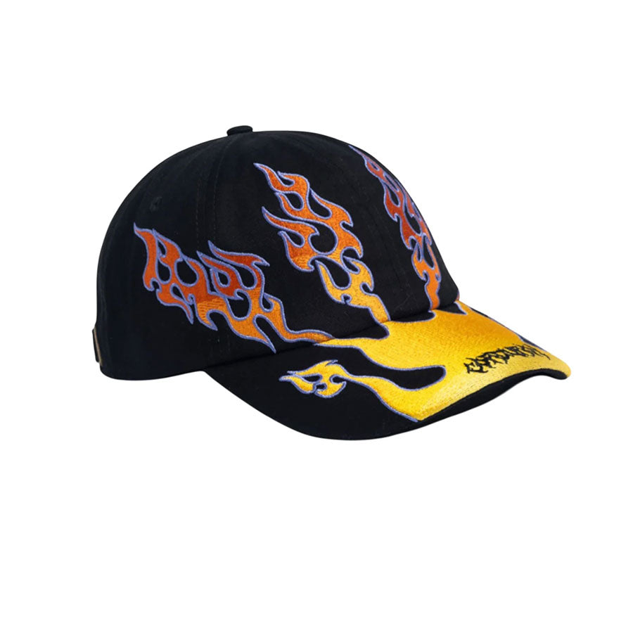 Corduroy Flames Strapback Cap Black