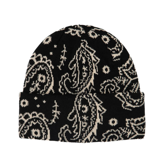 Corduroy Paisley Beanie Black 2026